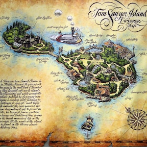 Carte Tom Sawyer Disney, affiche de collection 27,4 x 30,5 cm B2G1F