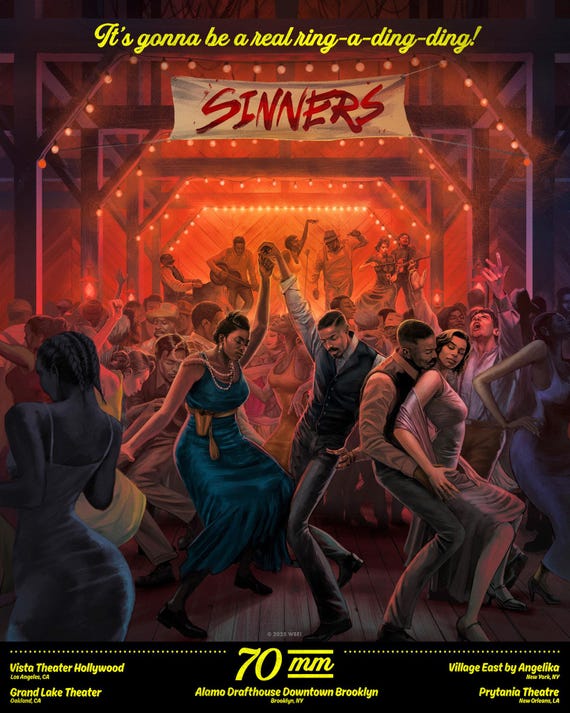 Sinners Movie Poster 11x14.5 B2G1F, Michael B Jordan Ryan Coogler