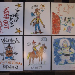 Toy Story - Andy's Room Drawings (8.5" x 11") Collector's Prints (Set of 6 )