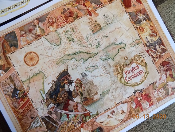 Disney Pirates Tom Sawyer Adventureland Maps Set of 3 Wall Art