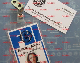 X - Files Dana Scully's (Gillian Anderson) FBI ID Badge & Business Card