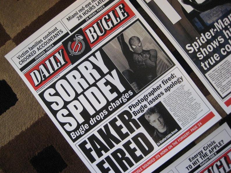 Spiderman Daily Bugle 11 x 15'' Front Page Prints Set of Four image 3