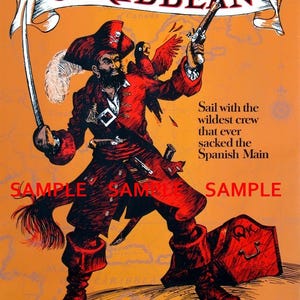 Póster de coleccionista de Piratas del Caribe de Disney de 1967, 11" x 17", B2G1F