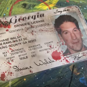 The Walking Dead Shane Walsh  Blood Spatter Cosplay Novelty Drivers License Prop