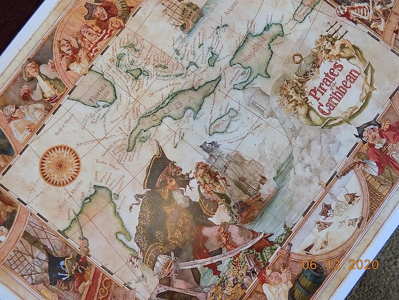 Disney Pirates of the Caribbean 11x13.5 Map Poster Orleans Square ...