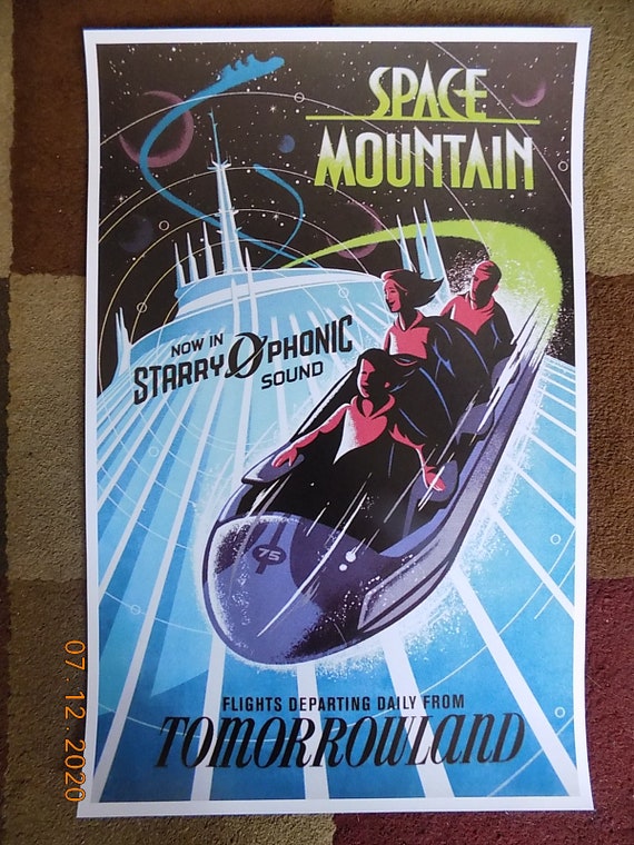 Vintage Disney ( Tomorrowland Space Mountain ) Collector's Poster