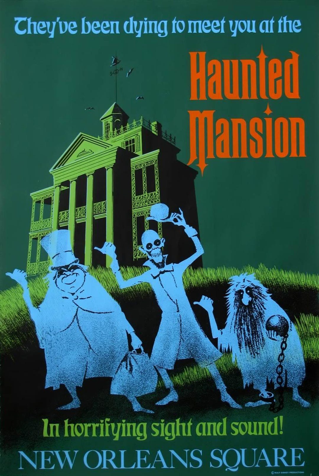 1969 Haunted Mansion Attraction Poster: New Orleans Square, 11x17