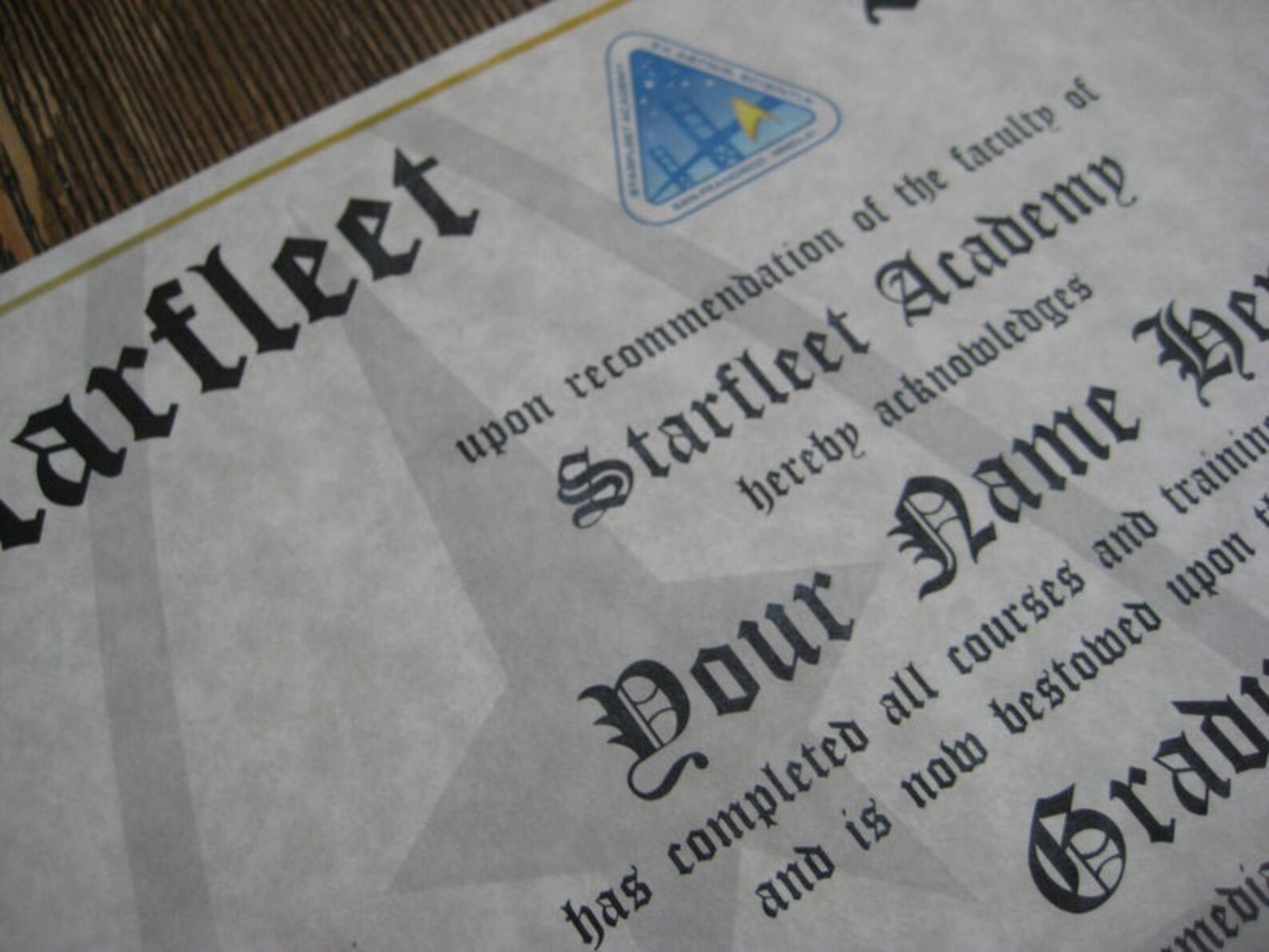 Star Trek Starfleet Academy Diploma T1 Add Your Etsy