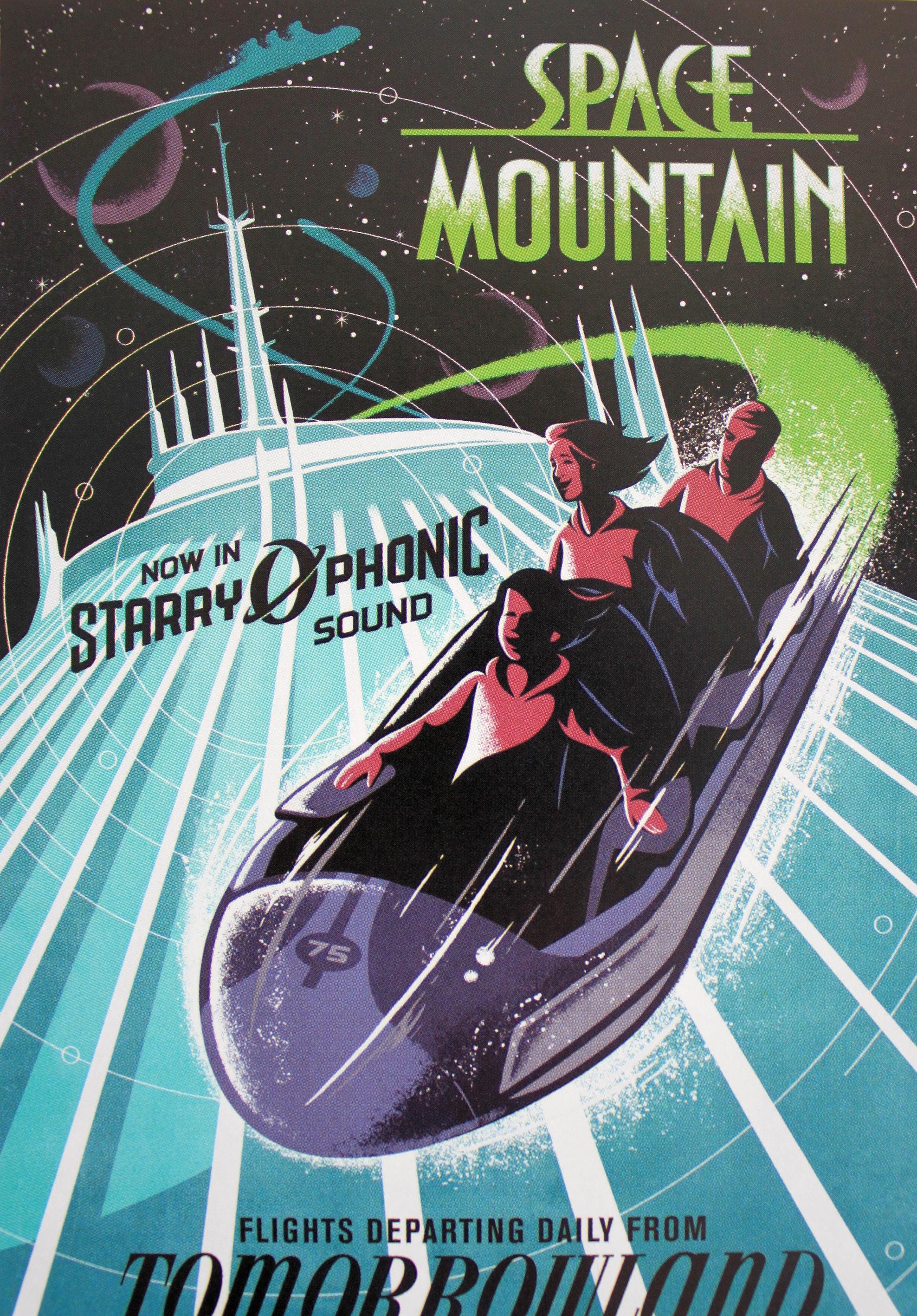 Vintage Disney ( Tomorrowland Space Mountain ) Collector's Poster