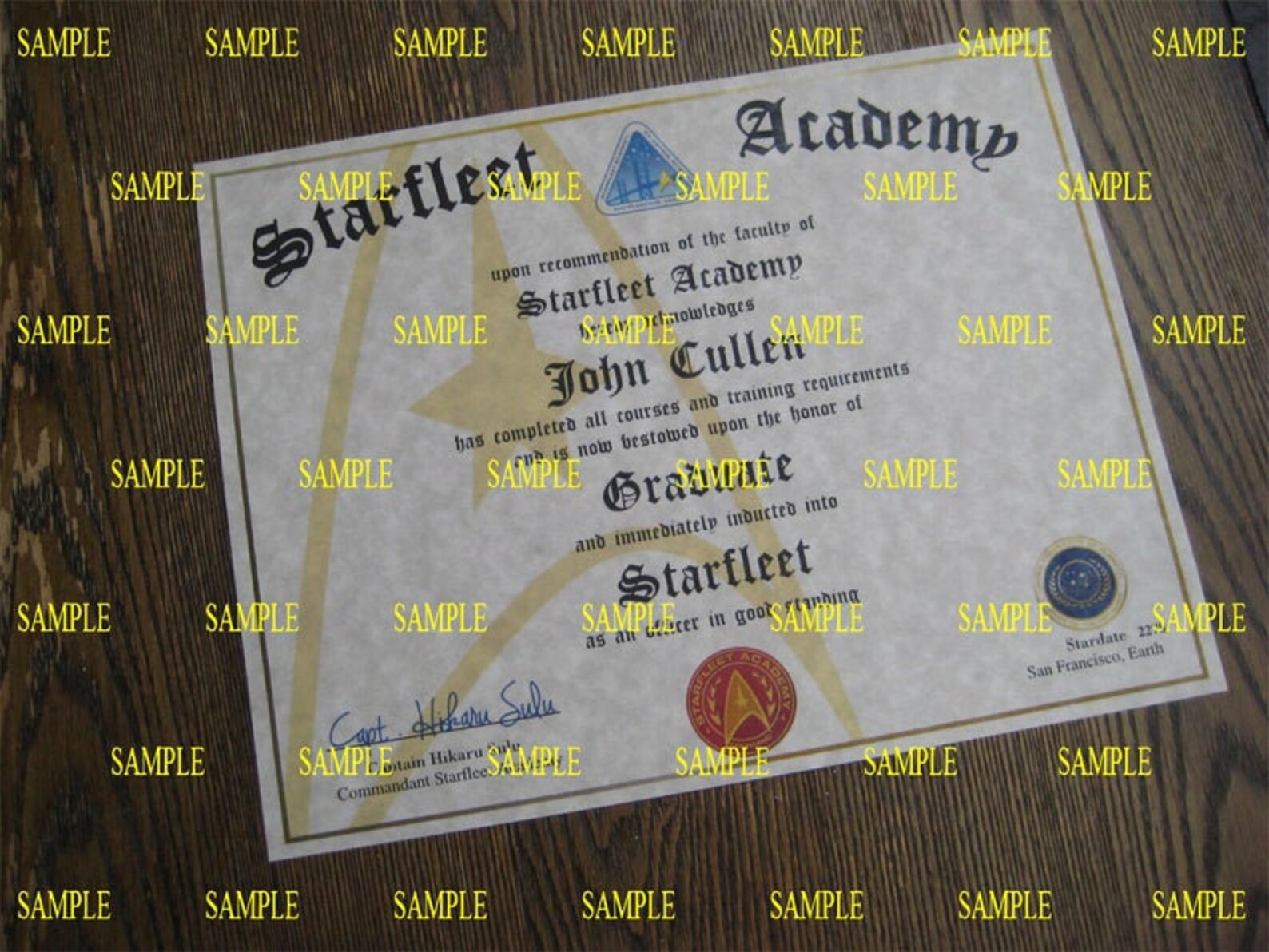 Star Trek Starfleet Academy Diploma T2 Certificate free Etsy