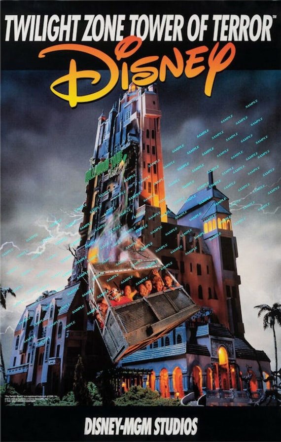DISNEY VINTAGE TOWER OF TERRORタワーオブテラーXL 1994 Disney Twilight Zone Tower of Terror MGM Studios 11x17 Poster