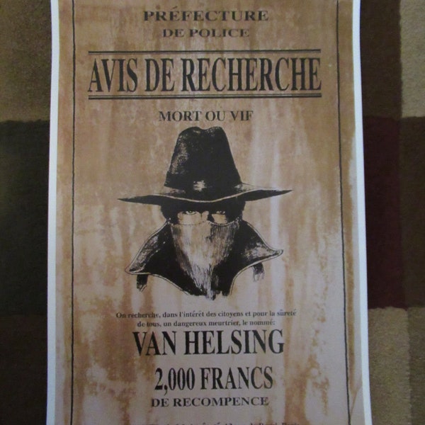 Van Helsing ( 11" x 17" ) Wanted Poster Collector's Print