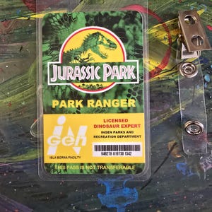 Jurassic Park Custom Made Park Ranger I.D. Badge Prop Cosplay Novelty