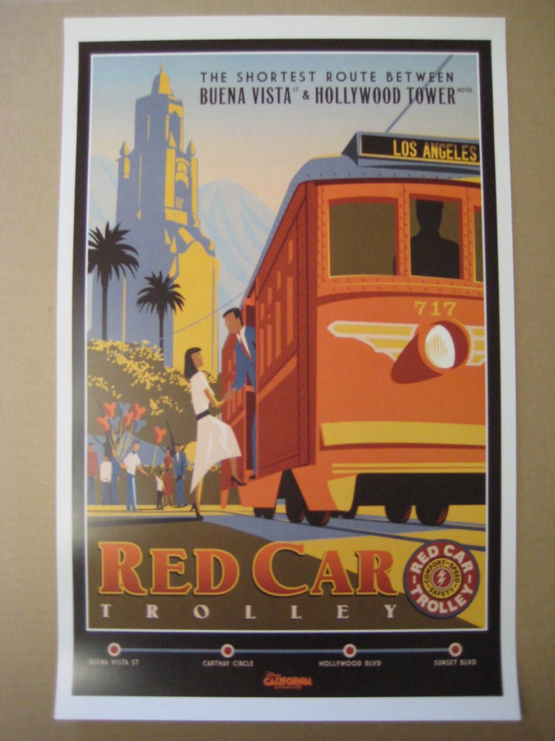 Vintage Disney ( Red Car Trolley ) Collector's Poster Print B2G2F - Etsy