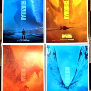Pósters de la película Godzilla: Rey de los Monstruos (11" x 17") para coleccionistas (juego de 4)