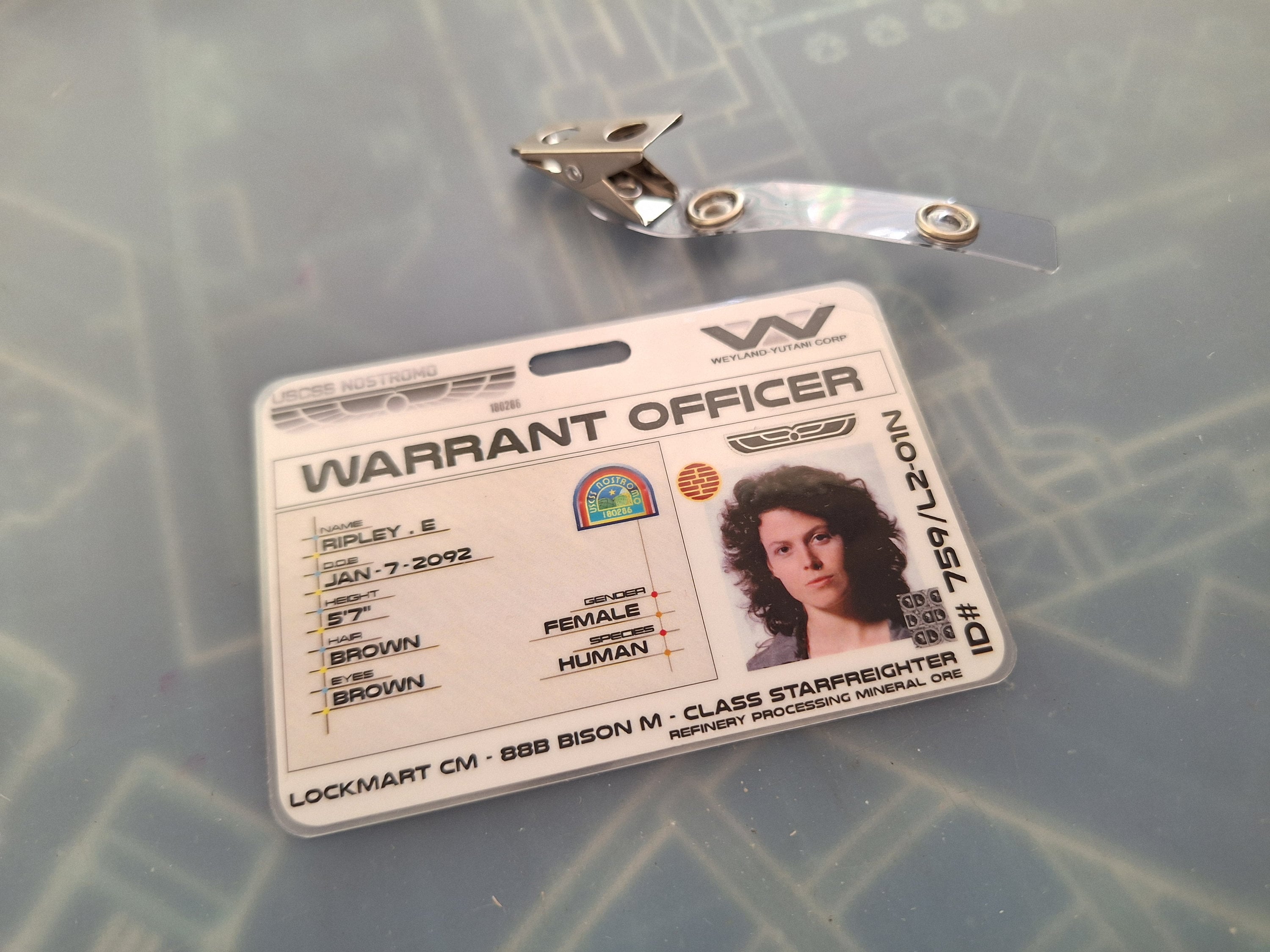 Alien Ripley ID Badge Prop Cosplay, USCSS Nostromo Weyland Yutani