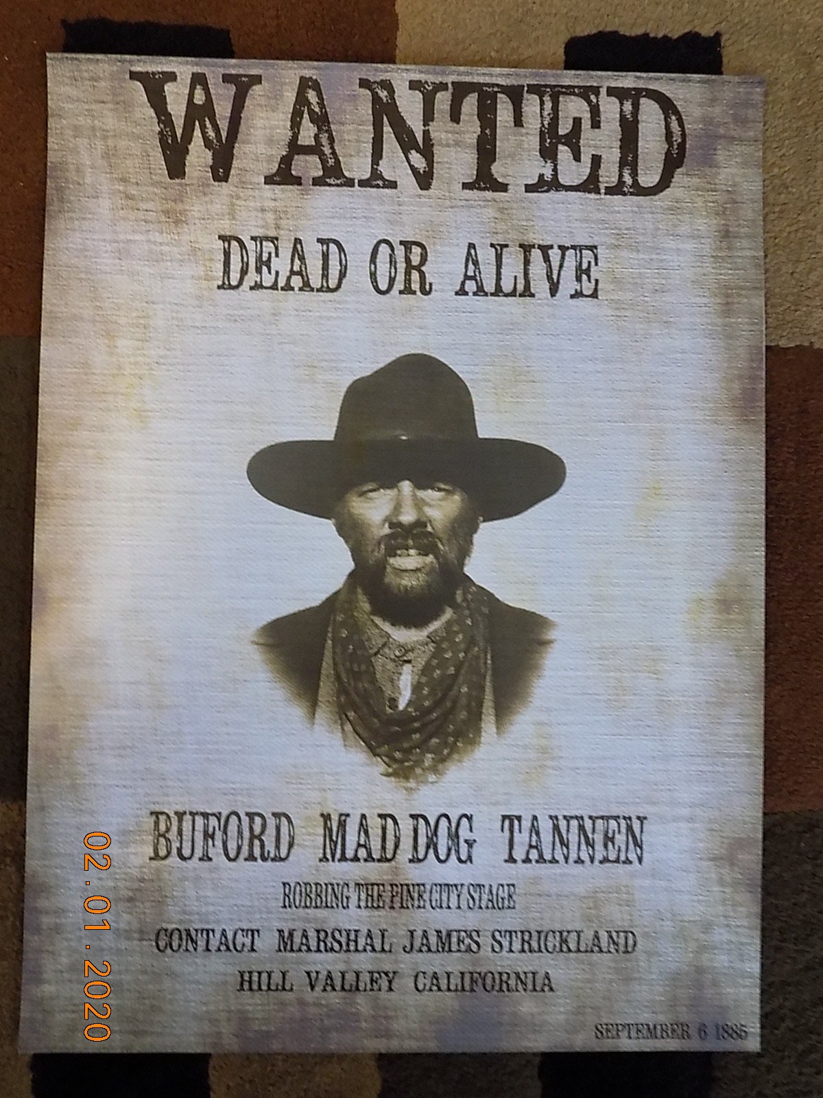 Back to the Future 3 Buford Mad Dog Tannen Wanted Poster (14.25x10