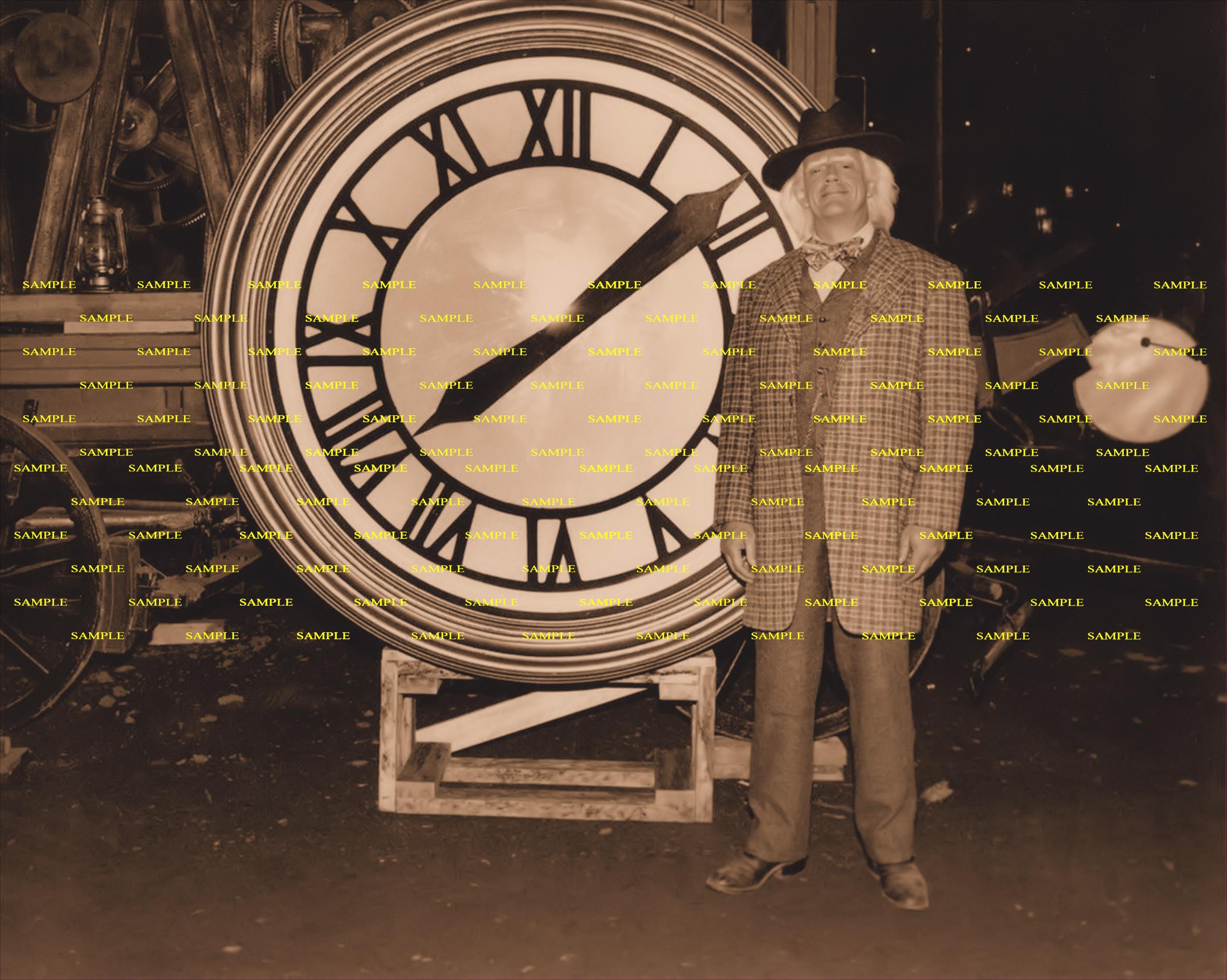 Back to the Future 3 Doc Brown With Hill Valley Clock Photo