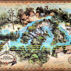 Disney Magic Kingdom Jungle Cruise 11" X 17" Navigition Map Collector's Poster B2G1F ( T1 )