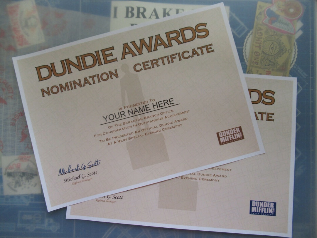 The Office - Dundie Award Nomination Certificates ( Personalized ) - Etsy