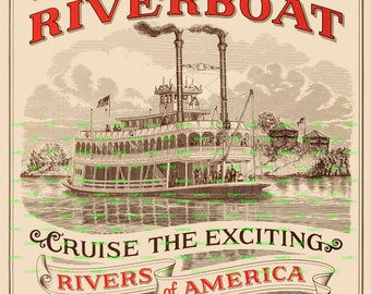 Disney ( Mark Twain River Boat ) - Collector's Poster Print 11" x 17" B2G2F