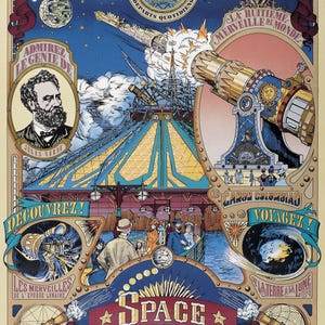 Póster vintage de Disney de 11" x 17" (Euro Space Mountain) para coleccionistas - B2G2F