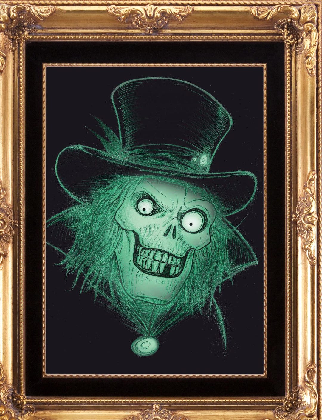 Disney Haunted Mansion 11x14.25 Hatbox Ghost Poster Spooky Wall