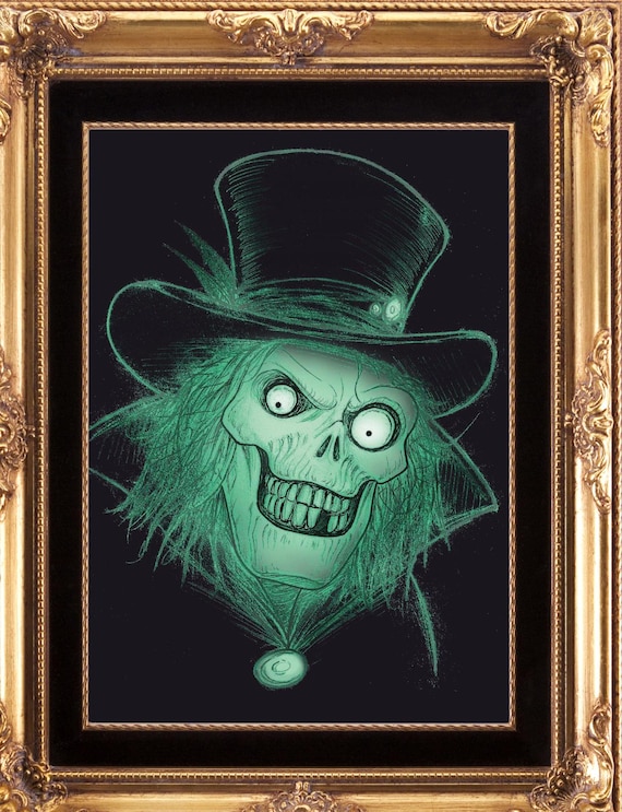 Disney Haunted Mansion 11x14.25 Hatbox Ghost Poster Spooky Wall