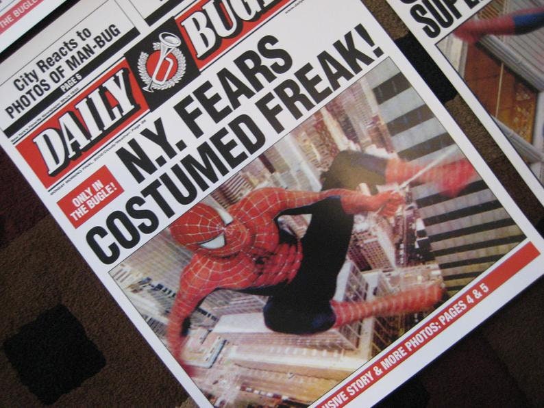 Spiderman Daily Bugle 11 x 15'' Front Page Prints Set of Four image 4