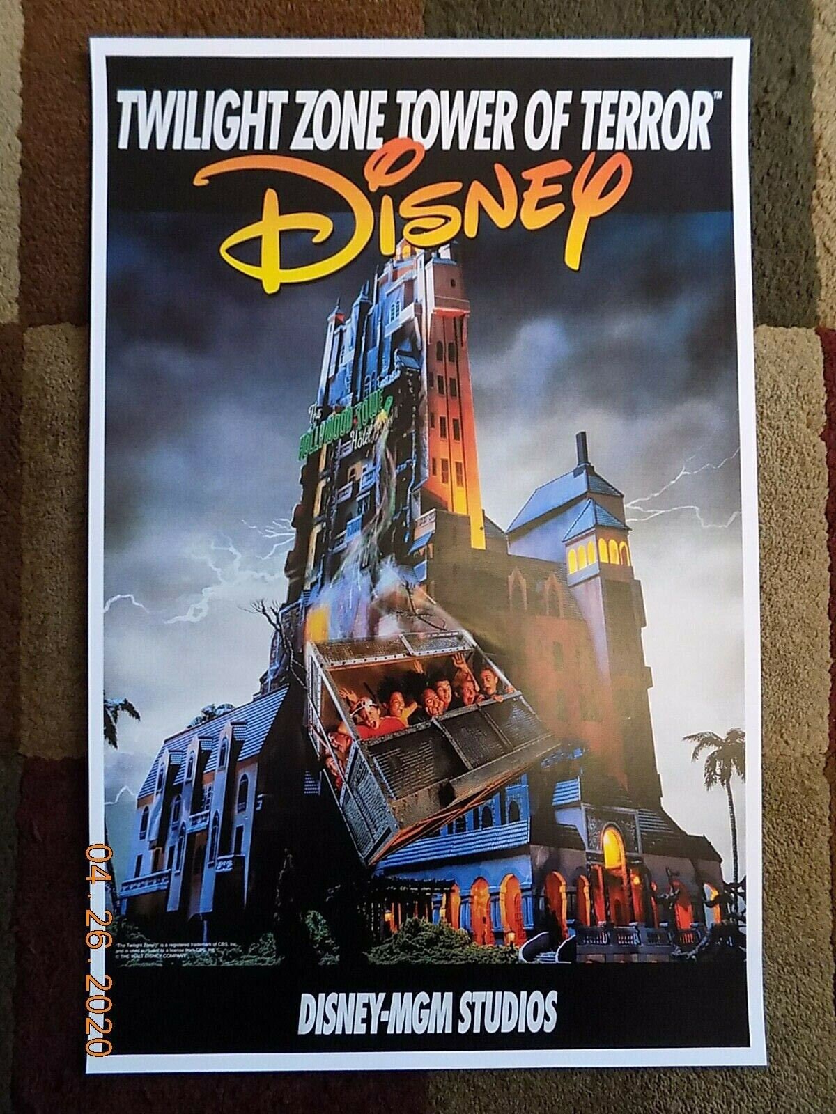 Disney World タワー・オブ・テラー　1994 　１オンス　純銀 1994 Disney Twilight Zone Tower of Terror MGM Studios 11x17 Poster