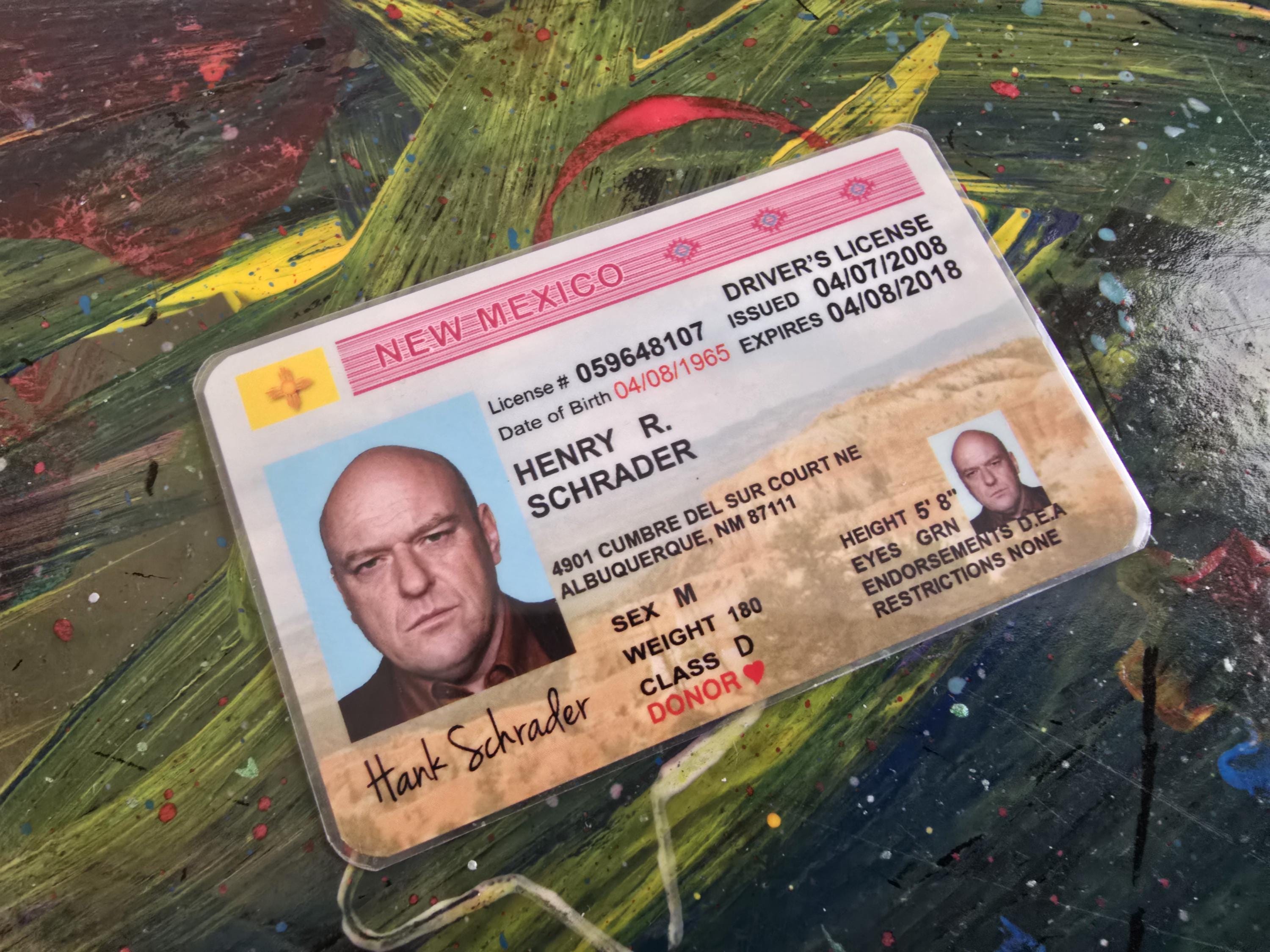Breaking Bad Hank Schrader Driver License Prop Unique Hand Made