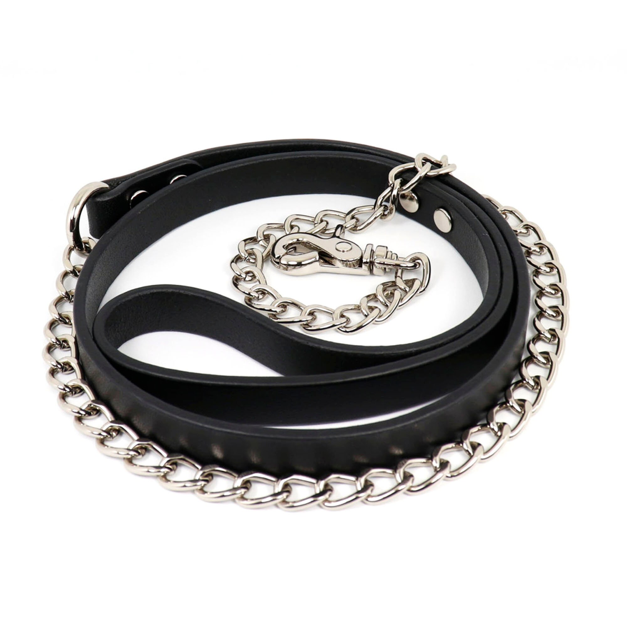 Silver chain Dog leather LeashItaly Vegetable Leather dog Etsy