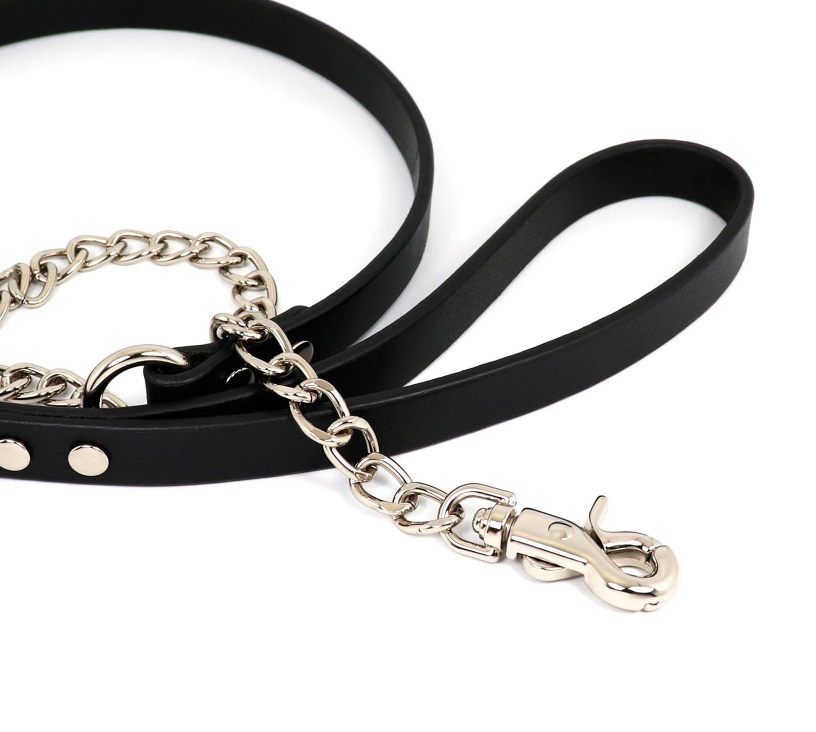 Silver chain Dog leather LeashItaly Vegetable Leather dog Etsy