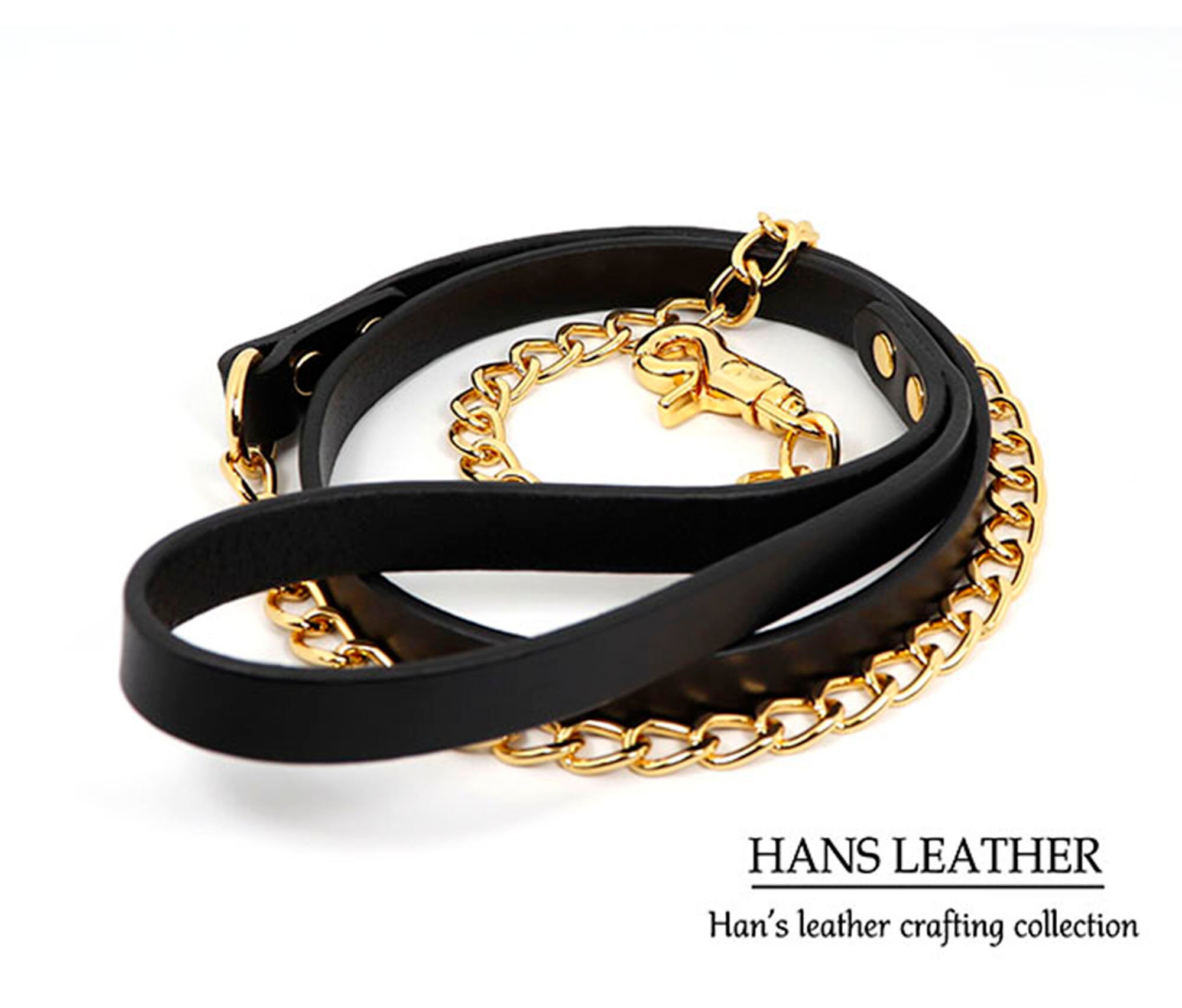 Gold chain Dog leather LeashItaly Vegetable Leather dog Leash Etsy