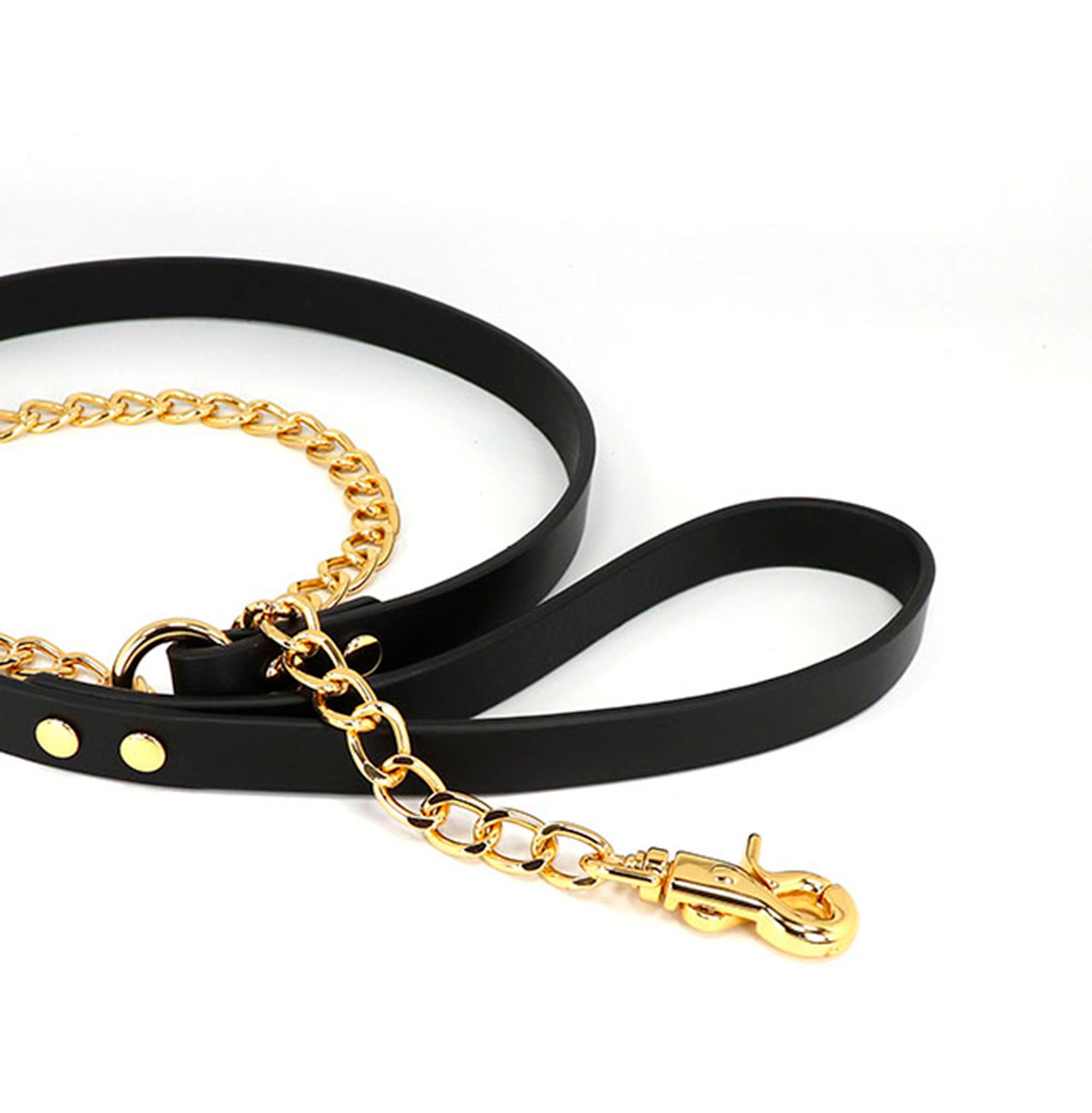 Gold chain Dog leather LeashItaly Vegetable Leather dog Leash Etsy