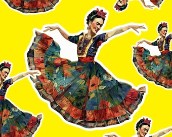 Frida-vinylsticker Inspirerende empowermentgeschenken Spaanse sticker Mexicaanse geschenken Waterflessticker feministische kunstenaar