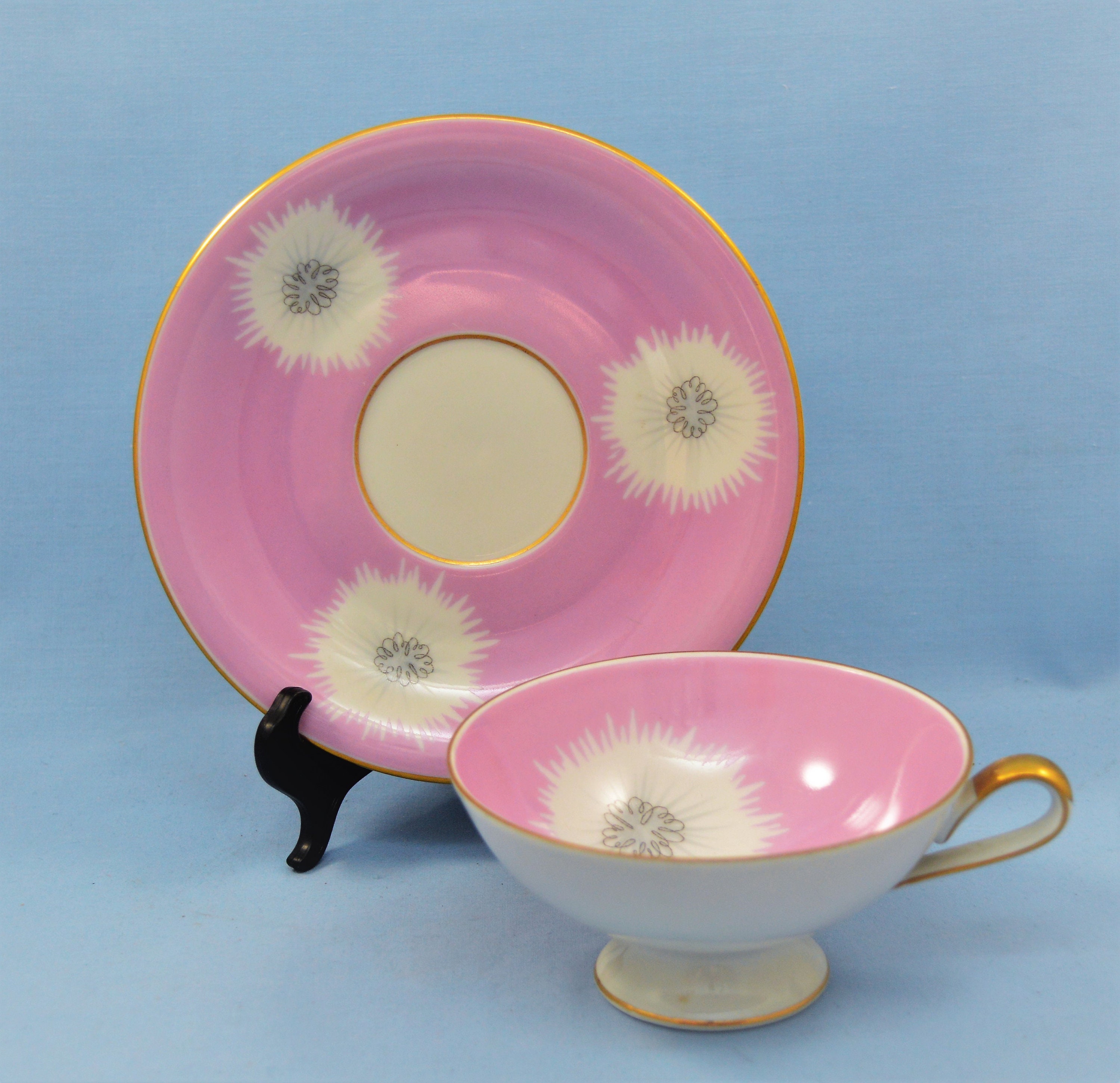 Vintage Hertel Jacob Bavaria Germany Porcelain Cup and Saucer Set Pink ...