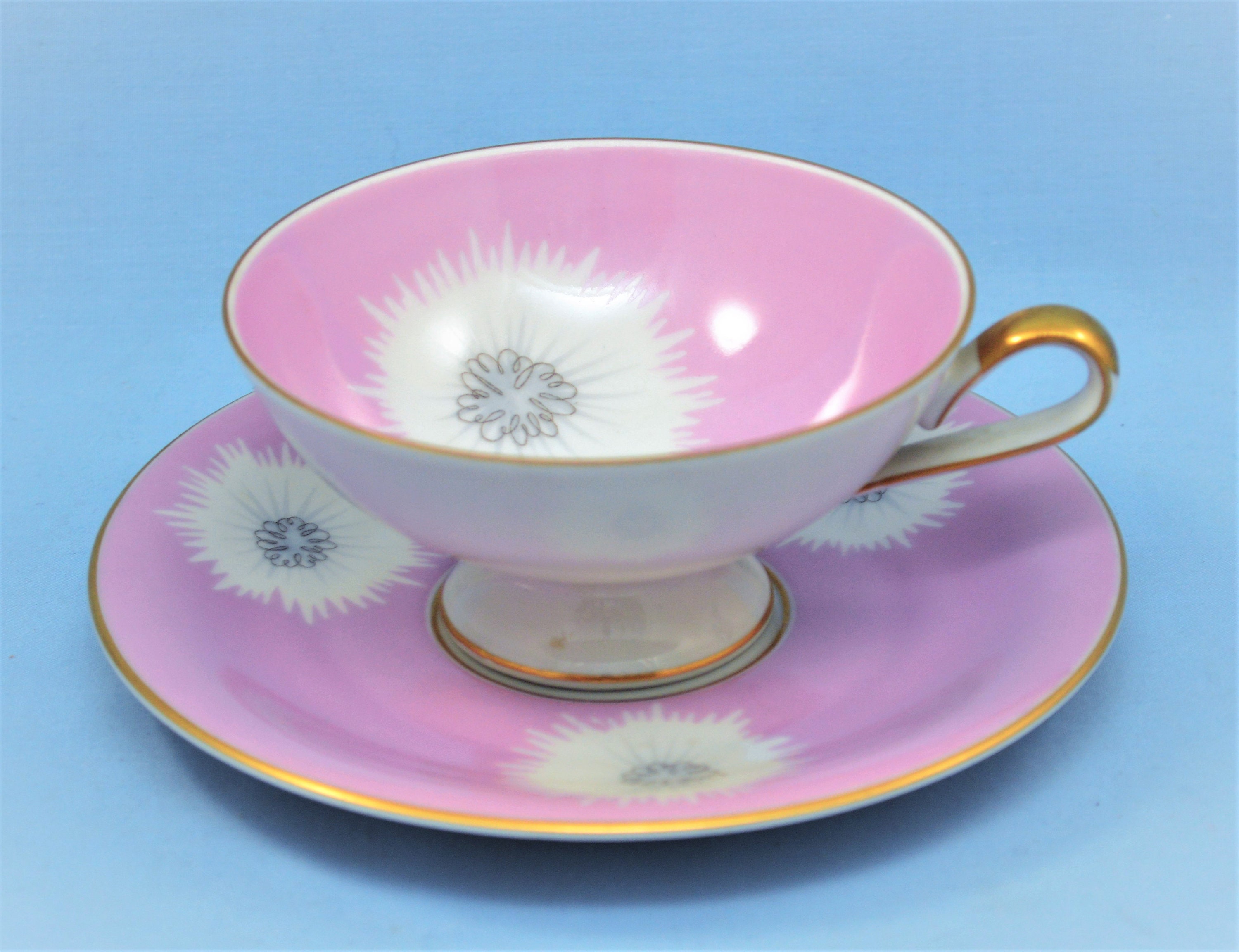 Vintage Hertel Jacob Bavaria Germany Porcelain Cup and Saucer Set Pink ...