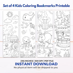 Kids Coloring Bookmarks For Reading, Color Your Own Bookmark Activity for Kids, Printable Coloring Bookmarks For Children, DIY Bookmark