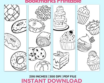 Adult Printable Colouring Bookmarks, Cute Bookmark Coloring for Adults, Colouring in Bookmarks Printable, Book Lover Gift, DIY Bookmark