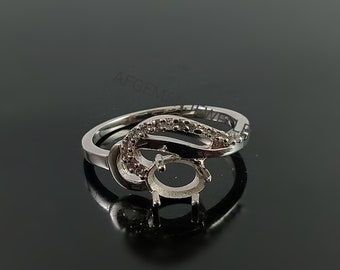 7X5MM Oval Semi Mount Ring-Without Stone Ring-Ready To be Set With Your Own Stone-Heart Shape Ring-925 Silver Ring-Prong Setting Ring
