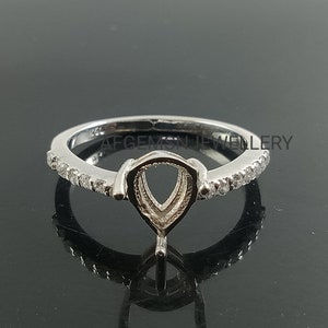 6X8 MM Pear Semi Mount Ring-Without Stone Ring-Ready To be Set With Your Own Stone-925 Sterling Silver Ring-Pear Ring-Prong Setting Ring