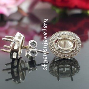 Without Stone Earrings-7X5MM Oval Semi Mount Stud Earrings-Ready To be Set With Your Own Stone-925 Silver-Prong Setting Stud Earrings