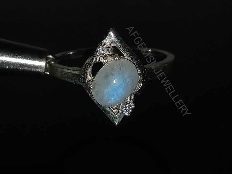 Blue Fire Moonstone Ring-Natural Rainbow Moonstone Ring-Handmade Silver Ring-925 Sterling Silver-Gift for her-Promise Ring-Wedding Ring