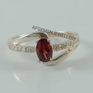 Mozambique Garnet Ring 925 Sterling Silver Handmade Ring Stackable Ring Garnet Ring Promise Ring Gift for her Promise Ring