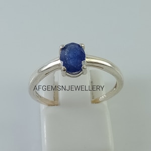 Blue Sapphire Ring-Women Sapphire Ring-Blue Sapphire Ring-Sapphire Birthstone Ring-Sapphire Silver Ring-Oval Sapphire Ring-Promise Ring