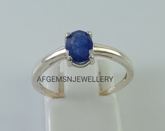 Blue Sapphire Ring-Women Sapphire Ring-Blue Sapphire Ring-Sapphire Birthstone Ring-Sapphire Silver Ring-Oval Sapphire Ring-Promise Ring