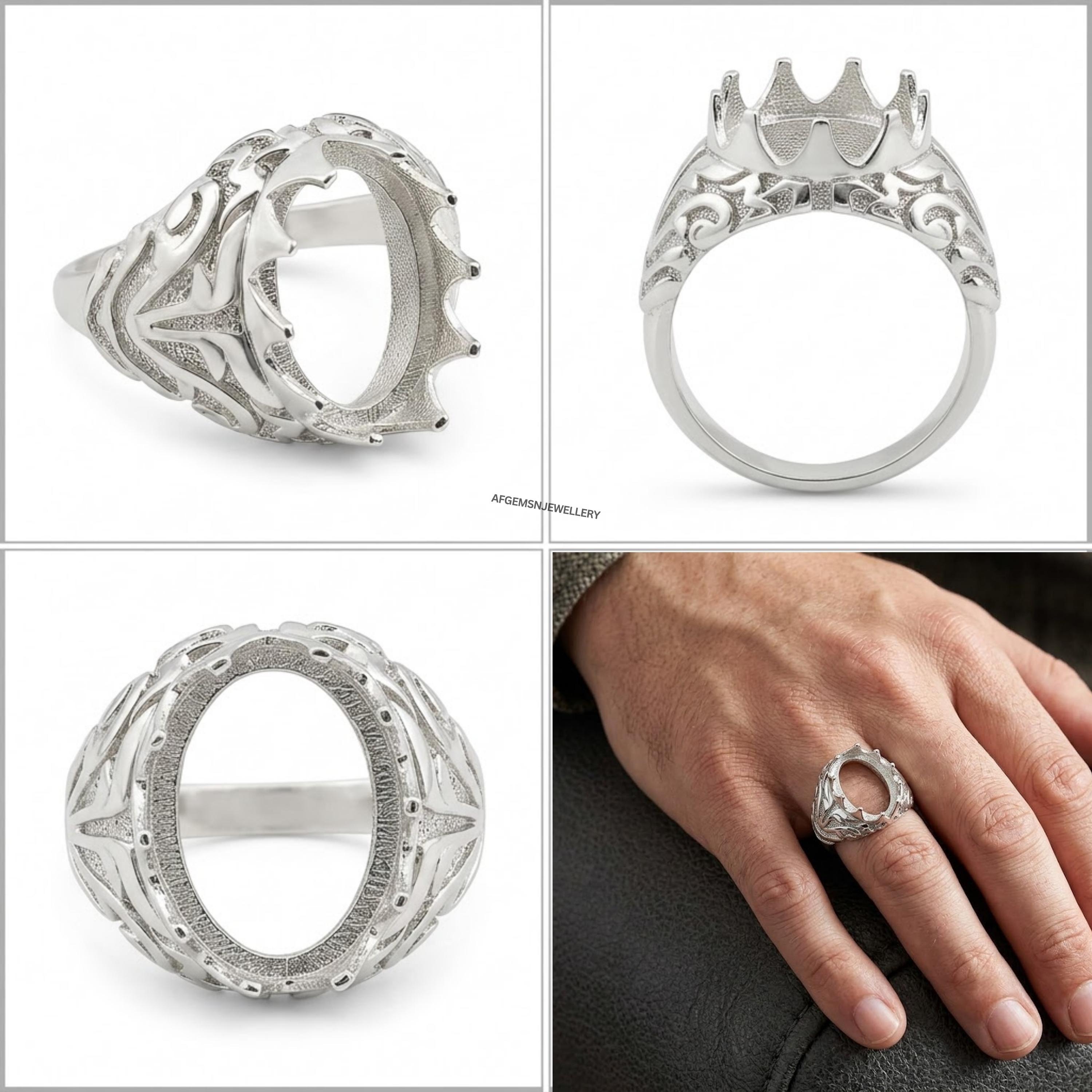 10X14MM Oval Semi Mount Ring-men Mount Ring-without Stone Ring-men