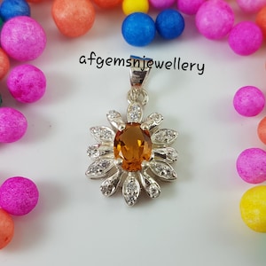 Golden Topaz Oval Necklace, Sterling Silver Dainty Necklace, Yellow Topaz Pendant, November Birthstone Jewelry, Gifts For Daughter