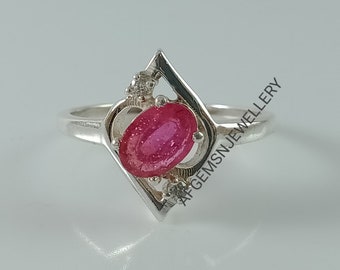 Vintage Ruby Ring-925 Sterling Argento Anello-Rosso Ruby Anello-Ruby Gemstone Anello-Ovale Ruby Anello-Proposta Anello-Ruby Gioielli Anello